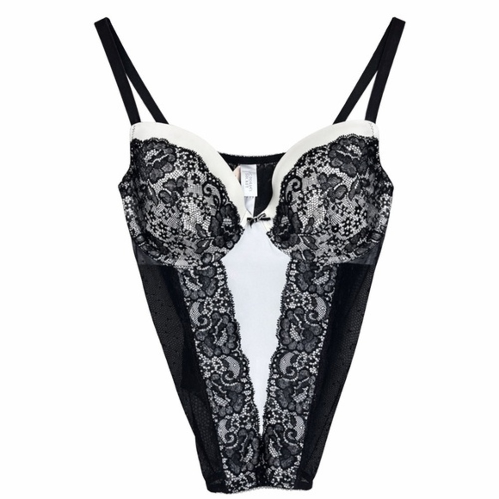VICTORIA’S Secret Black & White Corset with Lace Details